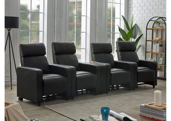 600181-S4B Toohey Upholstered Tufted Recliner Living Room Set Black