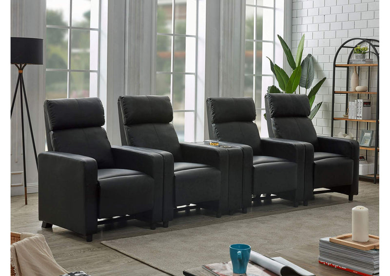 600181-S4B Toohey Upholstered Tufted Recliner Living Room Set Black