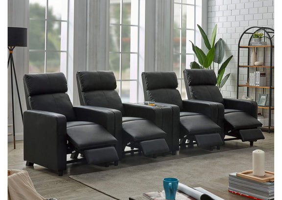 600181-S4B Toohey Upholstered Tufted Recliner Living Room Set Black