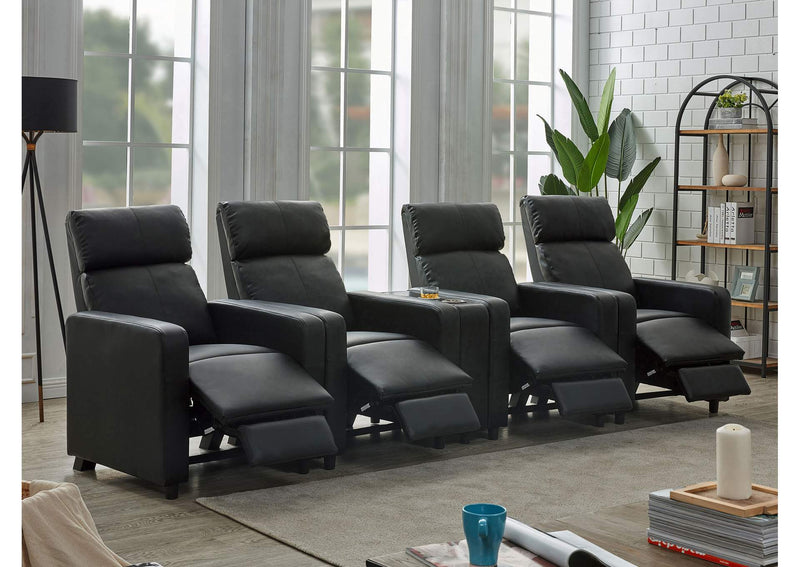 600181-S4B Toohey Upholstered Tufted Recliner Living Room Set Black