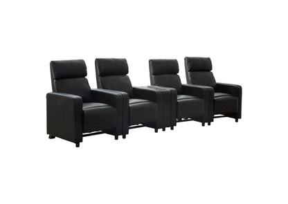600181-S4B Toohey Upholstered Tufted Recliner Living Room Set Black