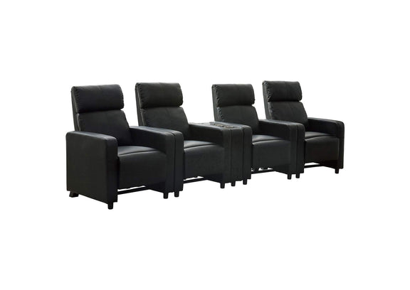 600181-S4B Toohey Upholstered Tufted Recliner Living Room Set Black