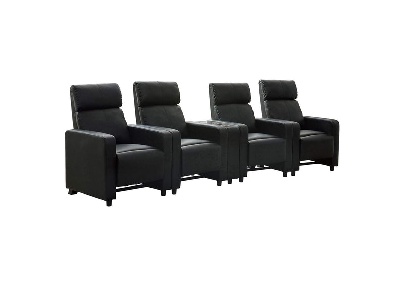 600181-S4B Toohey Upholstered Tufted Recliner Living Room Set Black