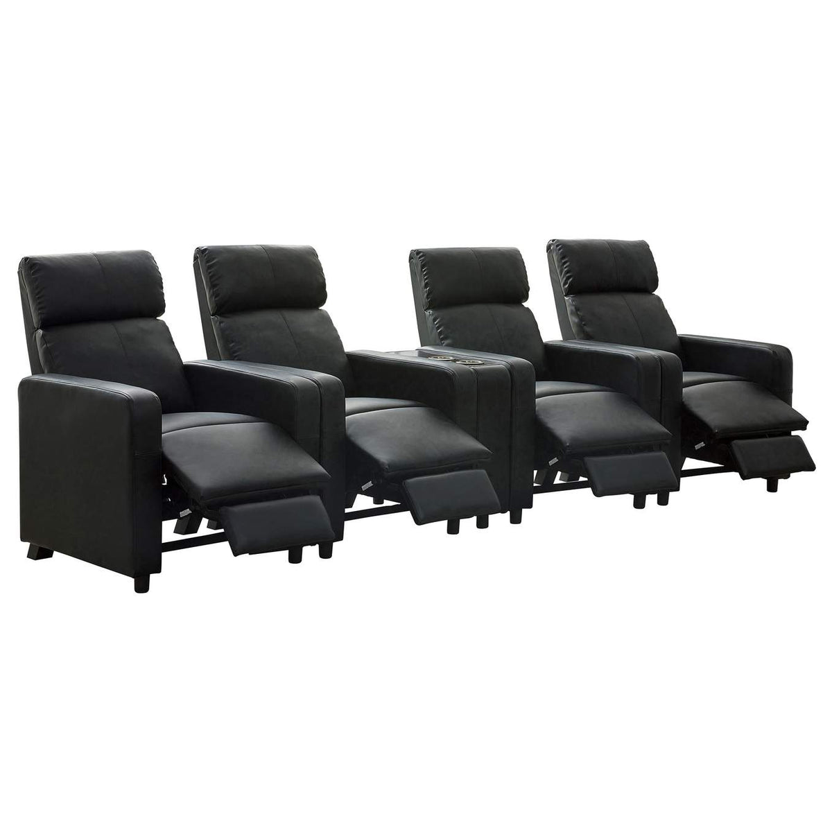 600181-S4B Toohey Upholstered Tufted Recliner Living Room Set Black
