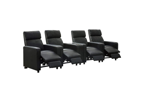 600181-S4B Toohey Upholstered Tufted Recliner Living Room Set Black