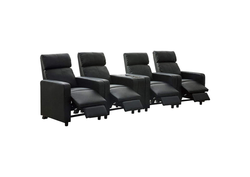 600181-S4B Toohey Upholstered Tufted Recliner Living Room Set Black
