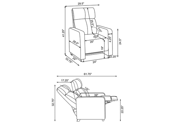 600181-S4B Toohey Upholstered Tufted Recliner Living Room Set Black