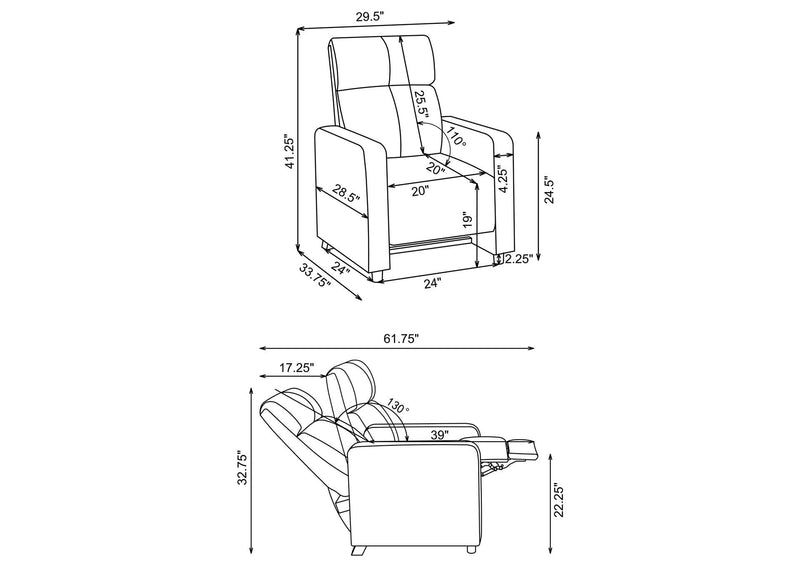 600181-S4B Toohey Upholstered Tufted Recliner Living Room Set Black