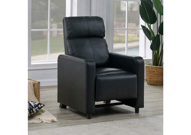600181 Toohey Upholstered Home Theater Push Back Recliner Black