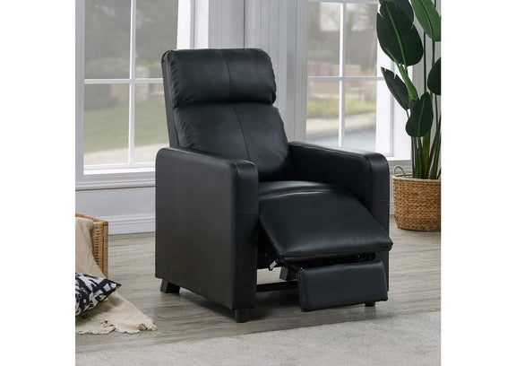 600181 Toohey Upholstered Home Theater Push Back Recliner Black