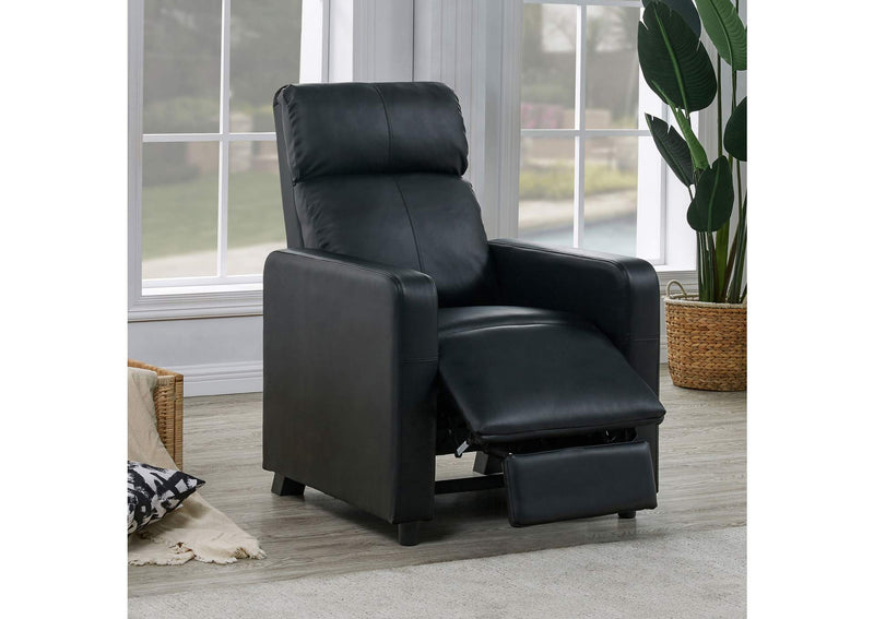 600181 Toohey Upholstered Home Theater Push Back Recliner Black