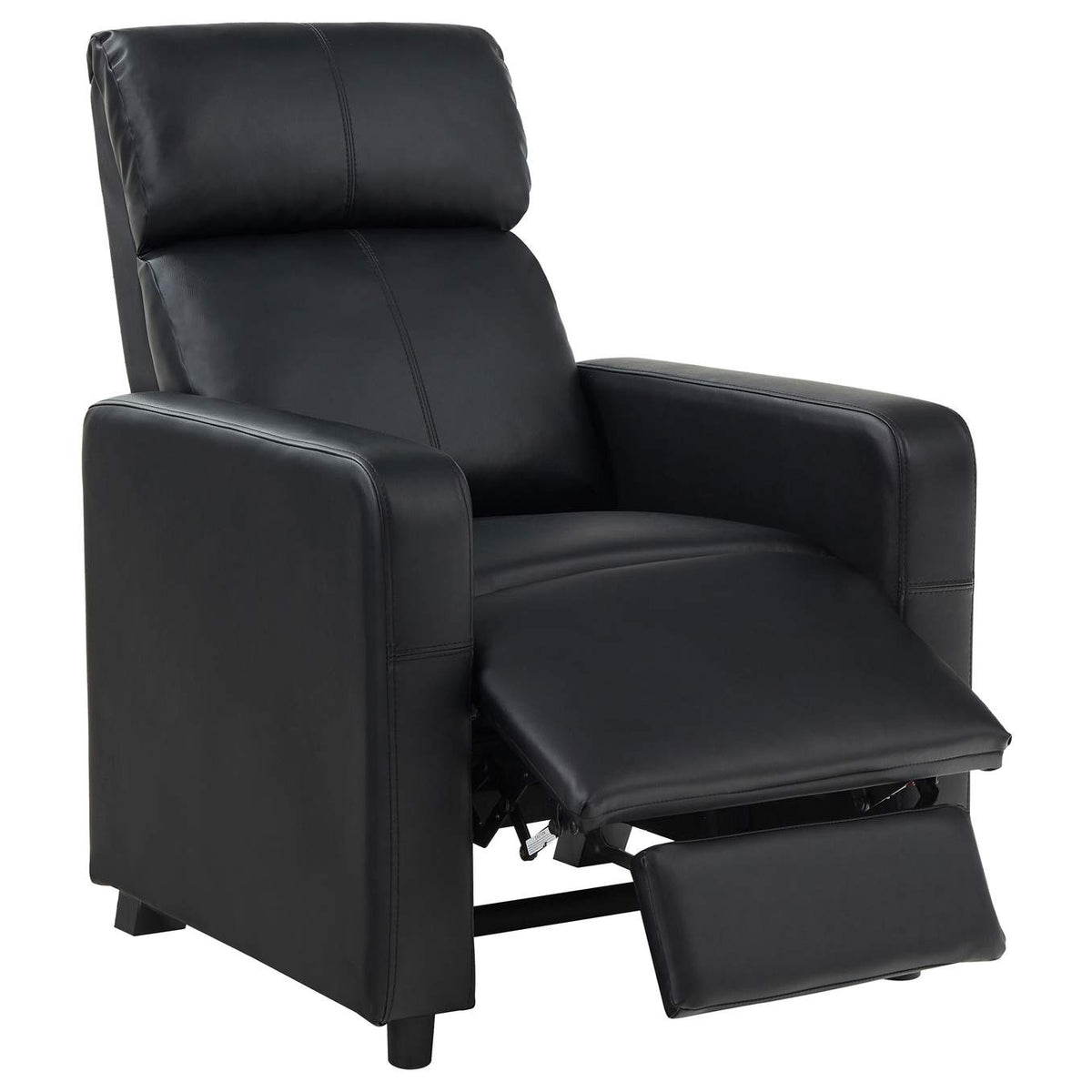 600181 Toohey Upholstered Home Theater Push Back Recliner Black