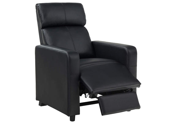 600181 Toohey Upholstered Home Theater Push Back Recliner Black
