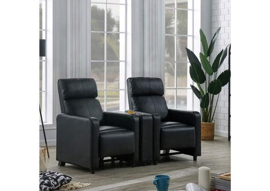 600182 Toohey Upholstered Home Theater Storage Wedge Console Black