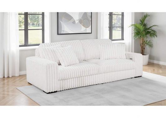 600535P Jacana Corduroy Upholstered Dual Power Chaise Sofa Ivory