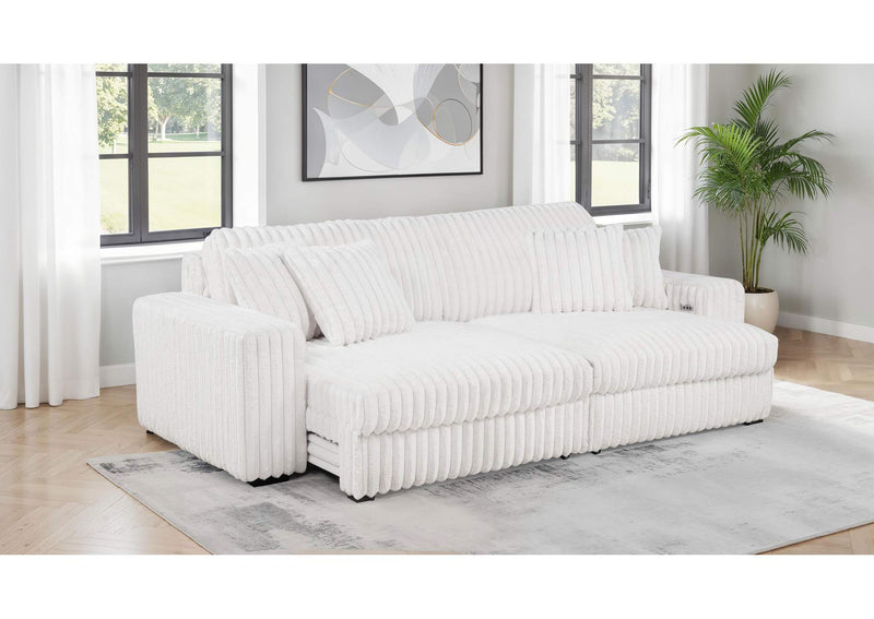 600535P Jacana Corduroy Upholstered Dual Power Chaise Sofa Ivory