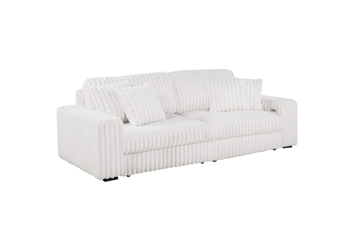 600535P Jacana Corduroy Upholstered Dual Power Chaise Sofa Ivory