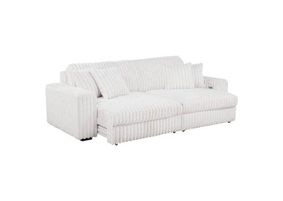 600535P Jacana Corduroy Upholstered Dual Power Chaise Sofa Ivory