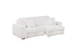 600535P Jacana Corduroy Upholstered Dual Power Chaise Sofa Ivory