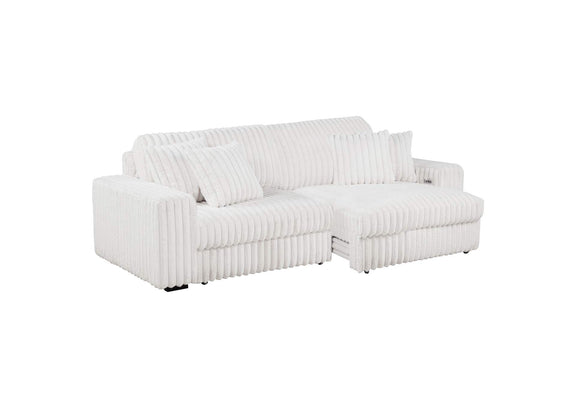 600535P Jacana Corduroy Upholstered Dual Power Chaise Sofa Ivory