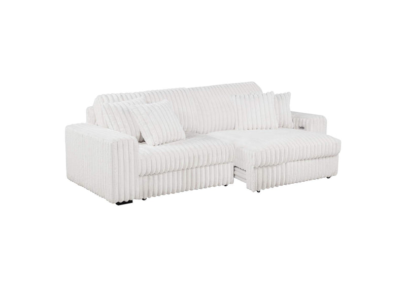 600535P Jacana Corduroy Upholstered Dual Power Chaise Sofa Ivory