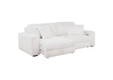 600535P Jacana Corduroy Upholstered Dual Power Chaise Sofa Ivory