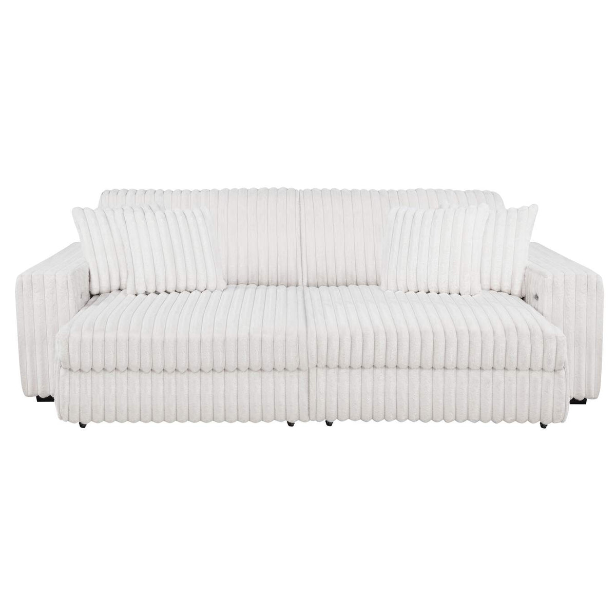 600535P Jacana Corduroy Upholstered Dual Power Chaise Sofa Ivory