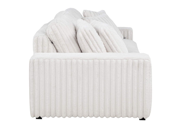 600535P Jacana Corduroy Upholstered Dual Power Chaise Sofa Ivory