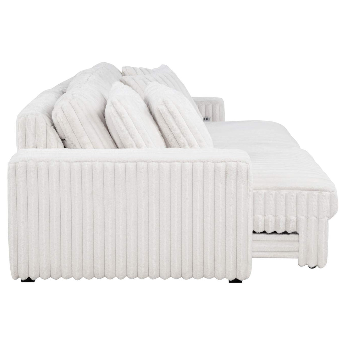 600535P Jacana Corduroy Upholstered Dual Power Chaise Sofa Ivory