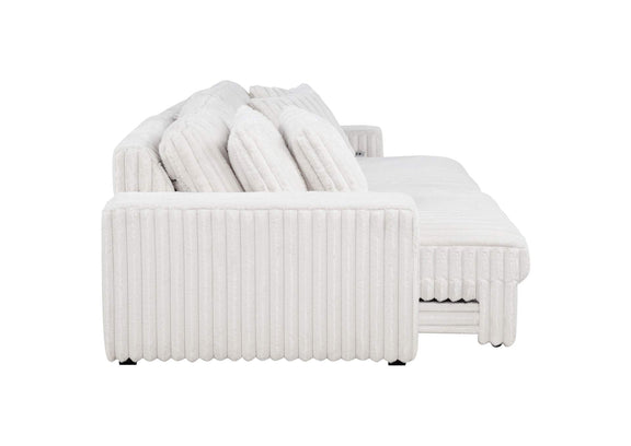 600535P Jacana Corduroy Upholstered Dual Power Chaise Sofa Ivory