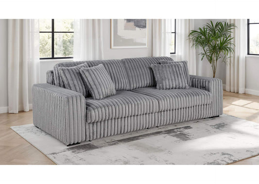 600536P Jacana Corduroy Upholstered Dual Power Chaise Sofa Grey