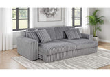 600536P Jacana Corduroy Upholstered Dual Power Chaise Sofa Grey