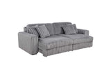 600536P Jacana Corduroy Upholstered Dual Power Chaise Sofa Grey