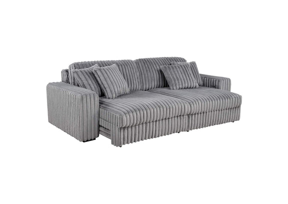 600536P Jacana Corduroy Upholstered Dual Power Chaise Sofa Grey