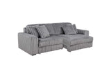 600536P Jacana Corduroy Upholstered Dual Power Chaise Sofa Grey