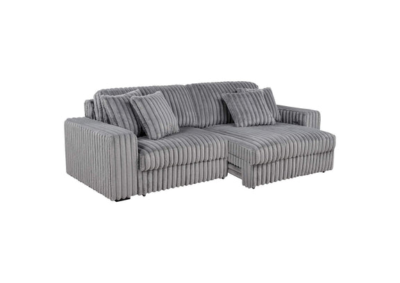 600536P Jacana Corduroy Upholstered Dual Power Chaise Sofa Grey