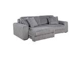 600536P Jacana Corduroy Upholstered Dual Power Chaise Sofa Grey