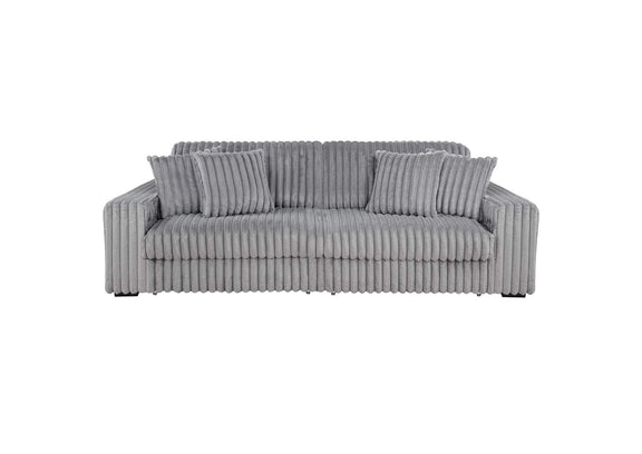 600536P Jacana Corduroy Upholstered Dual Power Chaise Sofa Grey