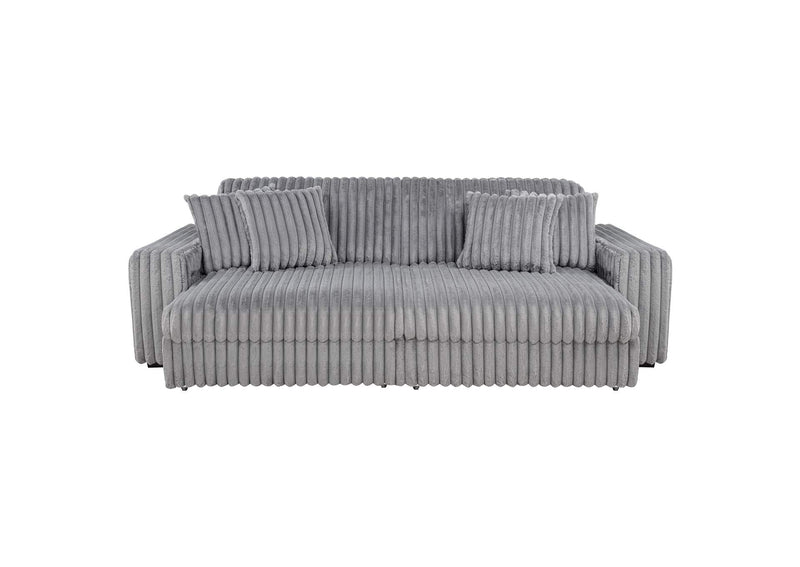 600536P Jacana Corduroy Upholstered Dual Power Chaise Sofa Grey