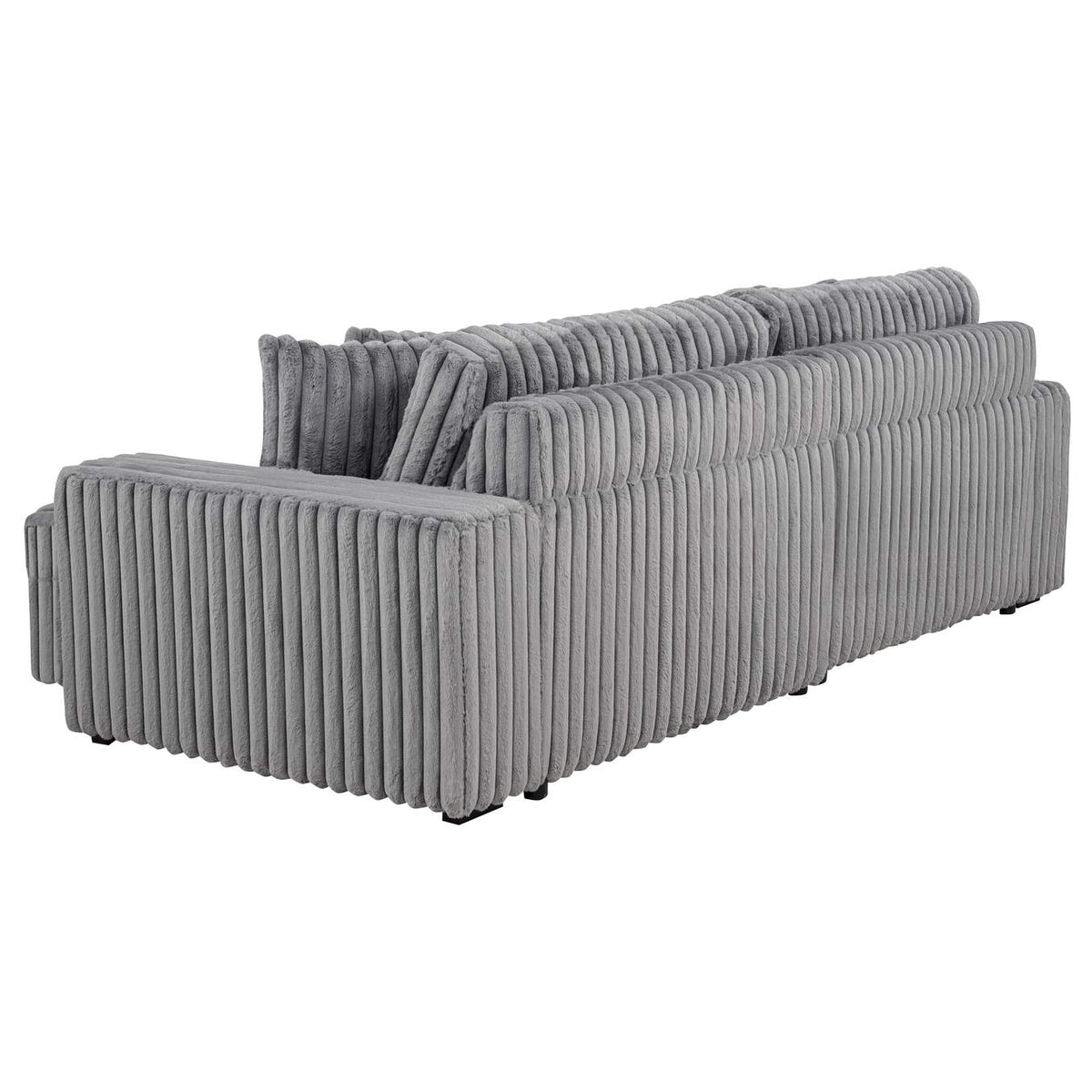 600536P Jacana Corduroy Upholstered Dual Power Chaise Sofa Grey