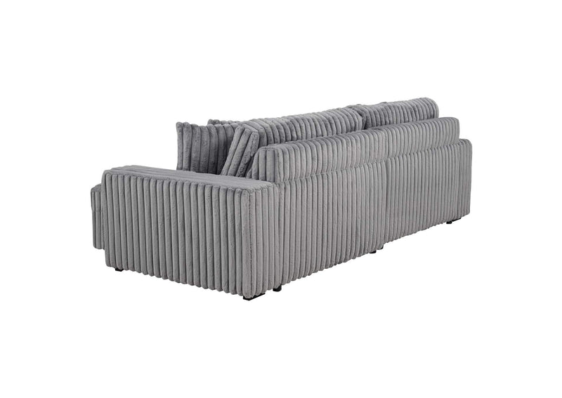 600536P Jacana Corduroy Upholstered Dual Power Chaise Sofa Grey