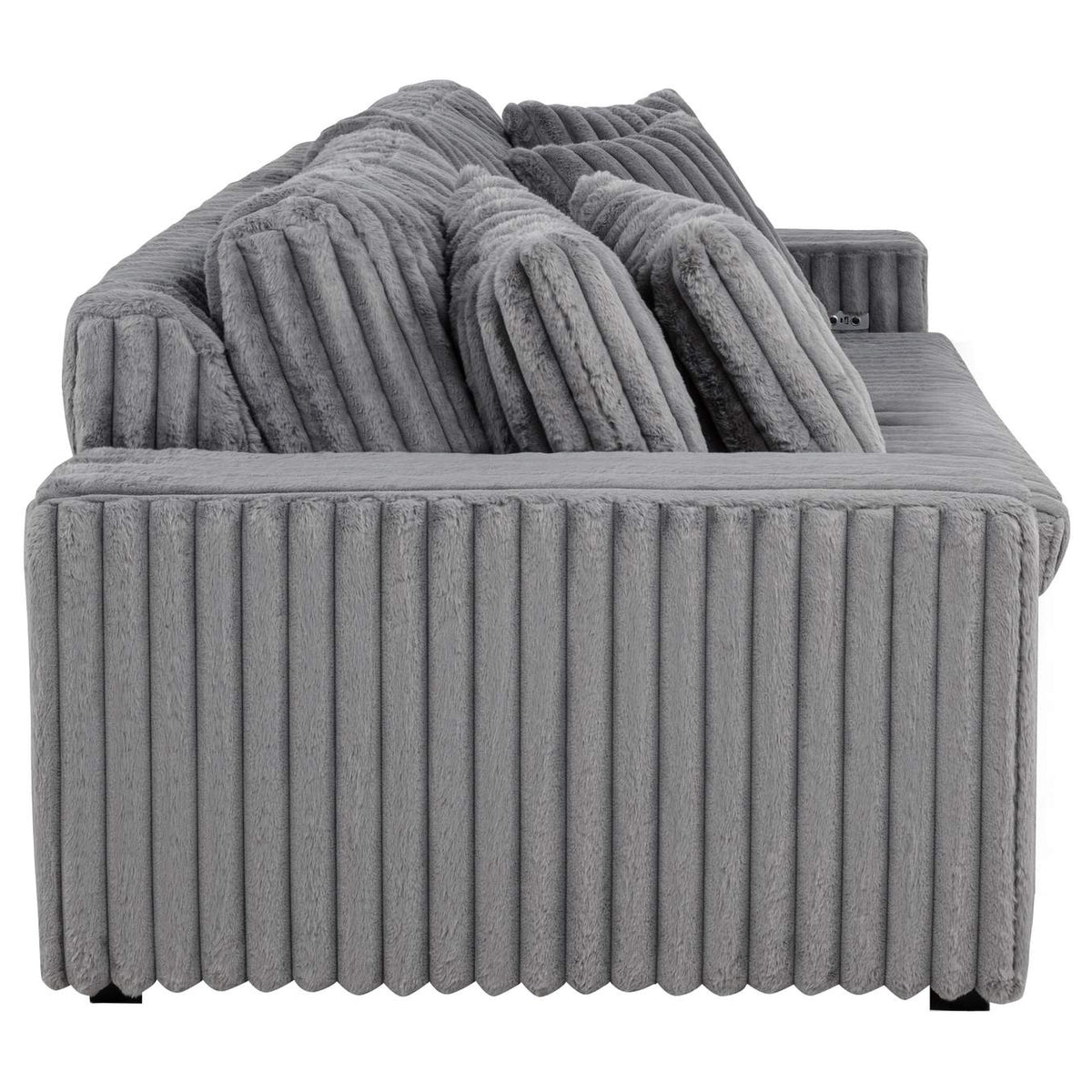 600536P Jacana Corduroy Upholstered Dual Power Chaise Sofa Grey
