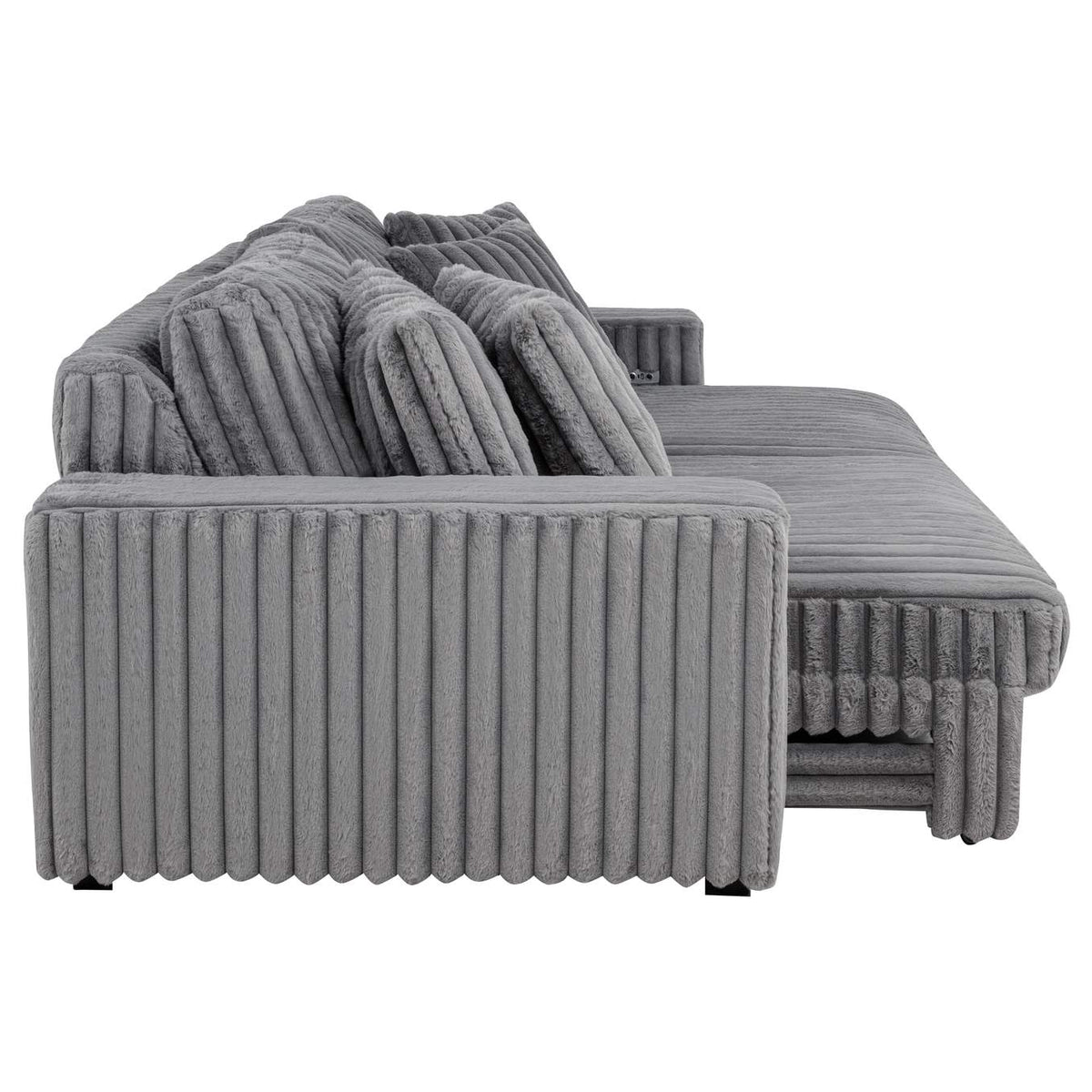600536P Jacana Corduroy Upholstered Dual Power Chaise Sofa Grey