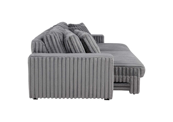 600536P Jacana Corduroy Upholstered Dual Power Chaise Sofa Grey