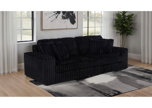 600537P Jacana Corduroy Upholstered Dual Power Chaise Sofa Black