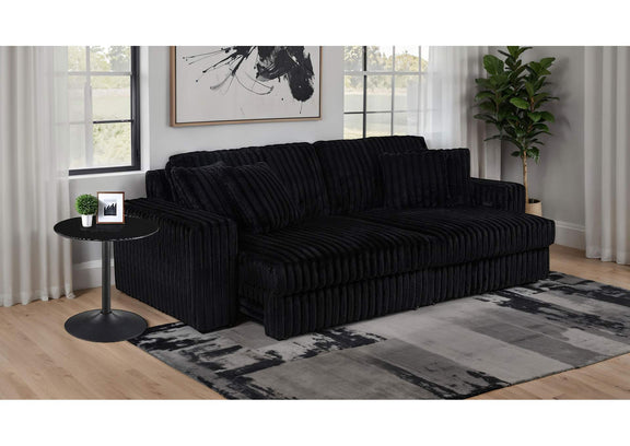 600537P Jacana Corduroy Upholstered Dual Power Chaise Sofa Black