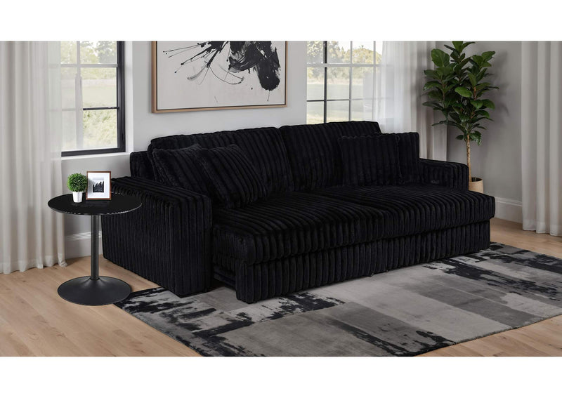 600537P Jacana Corduroy Upholstered Dual Power Chaise Sofa Black
