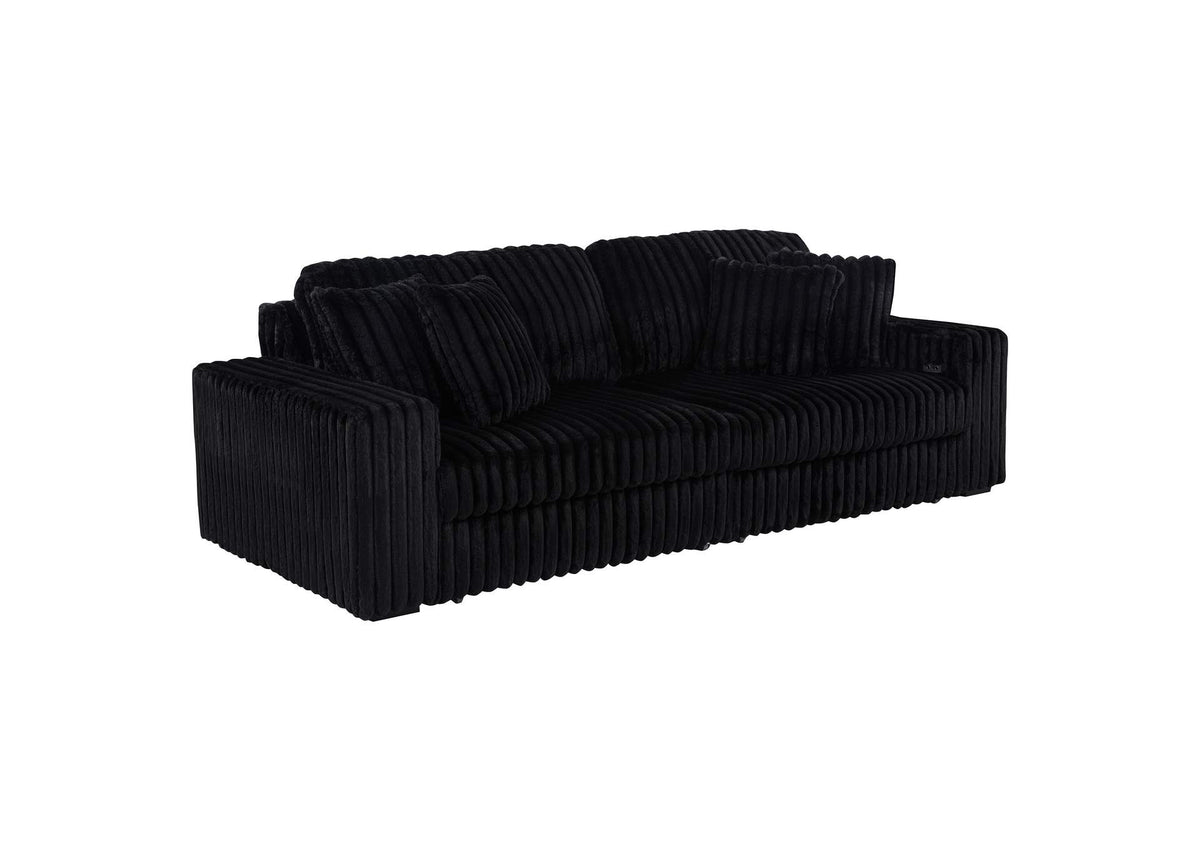 600537P Jacana Corduroy Upholstered Dual Power Chaise Sofa Black