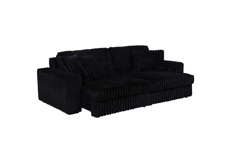 600537P Jacana Corduroy Upholstered Dual Power Chaise Sofa Black