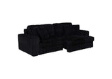 600537P Jacana Corduroy Upholstered Dual Power Chaise Sofa Black